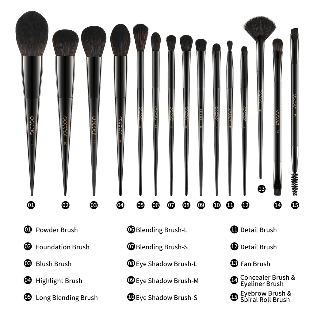 Obsidian- 15 piece Makeup Brush Set