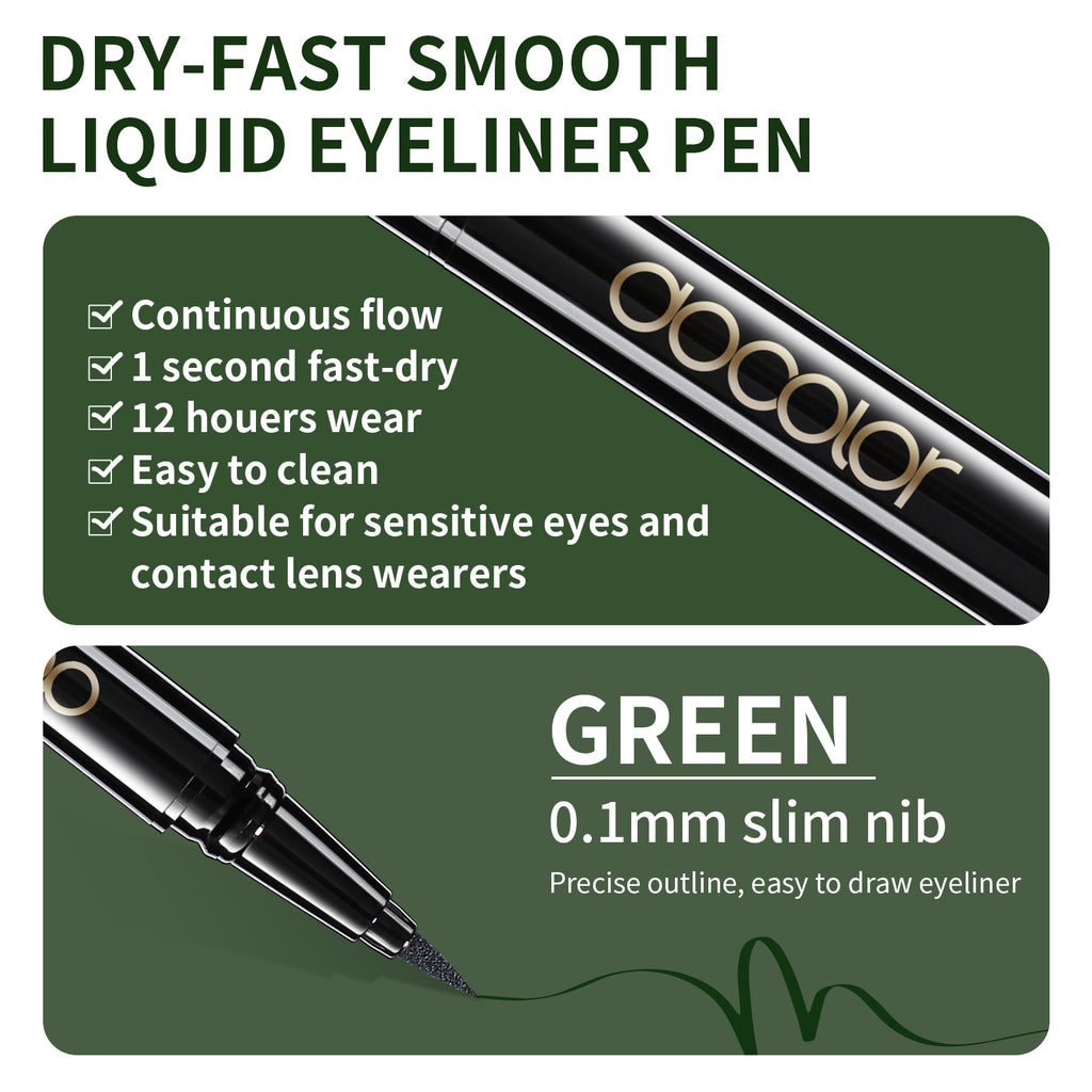 Docolor Dry-Fast Smooth Liquid Eyeliner Pen-Green