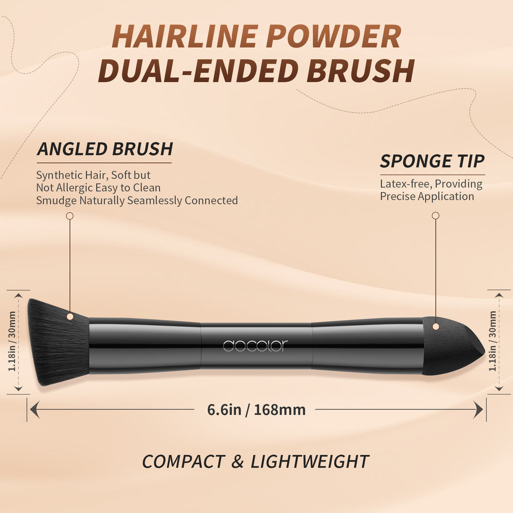 Docolor Dual-Ended Multi-Function Makeup Brush, Angled Foundation Contour Brush & Sponge Tip