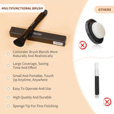 Docolor Dual-Ended Multi-Function Makeup Brush, Angled Foundation Contour Brush & Sponge Tip