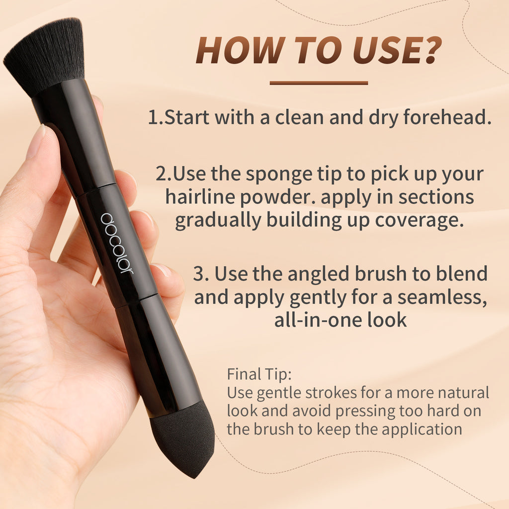 Docolor Dual-Ended Multi-Function Makeup Brush, Angled Foundation Contour Brush & Sponge Tip