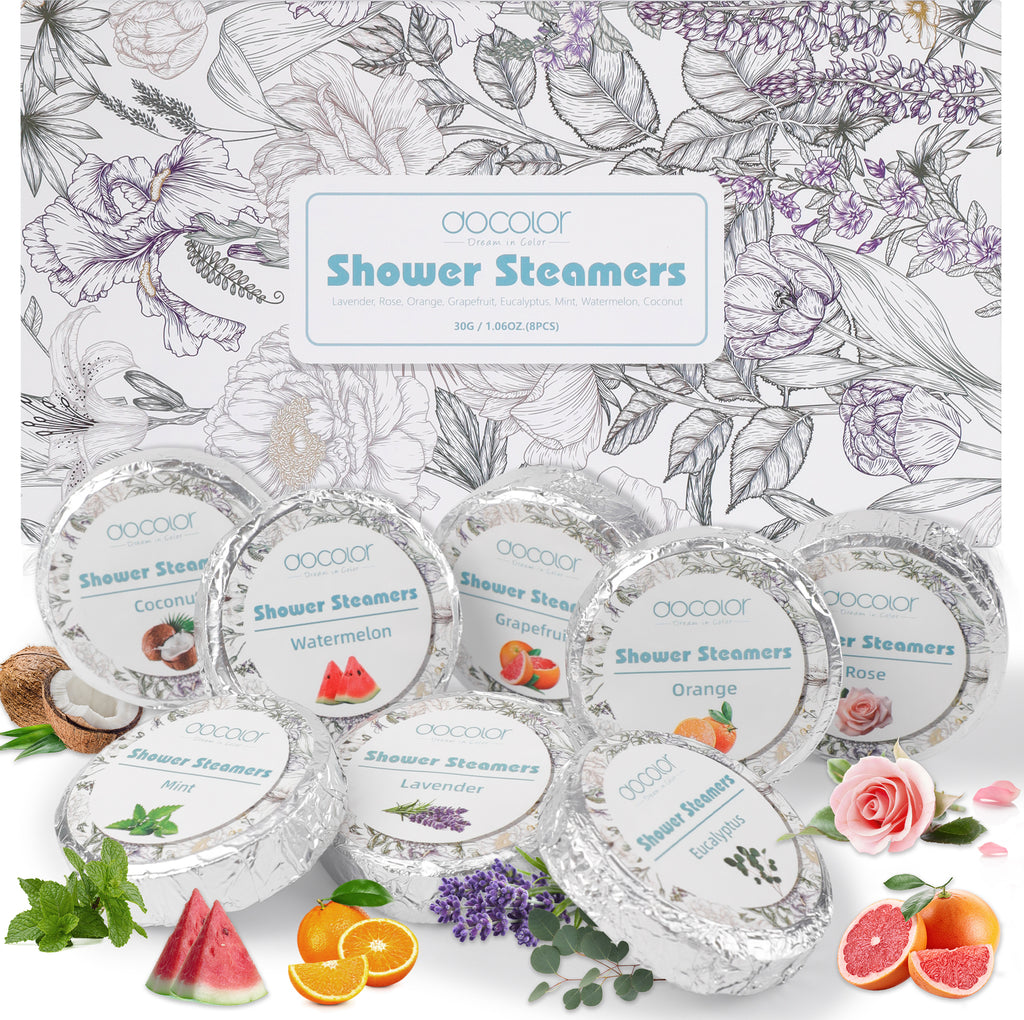 Docolor 8 Pcs Showder Steamers Lavender Essential Oil, Home Spa & Stress Relief Gifts