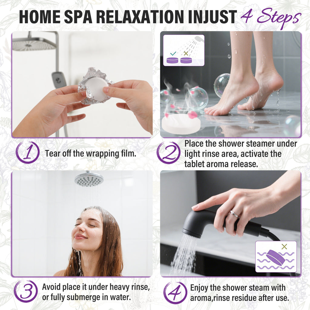Docolor 8 Pcs Showder Steamers Lavender Essential Oil, Home Spa & Stress Relief Gifts