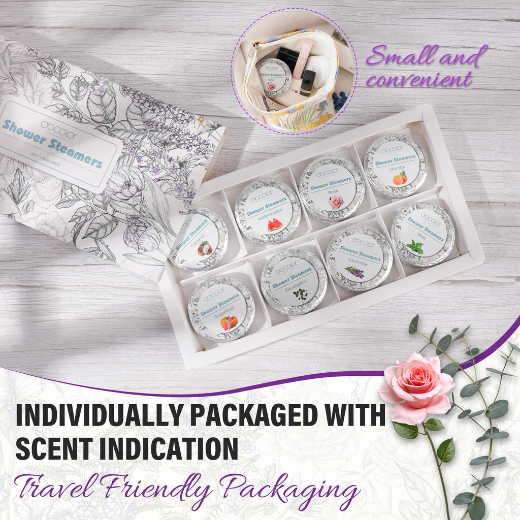 Docolor 8 Pcs Showder Steamers Lavender Essential Oil, Home Spa & Stress Relief Gifts