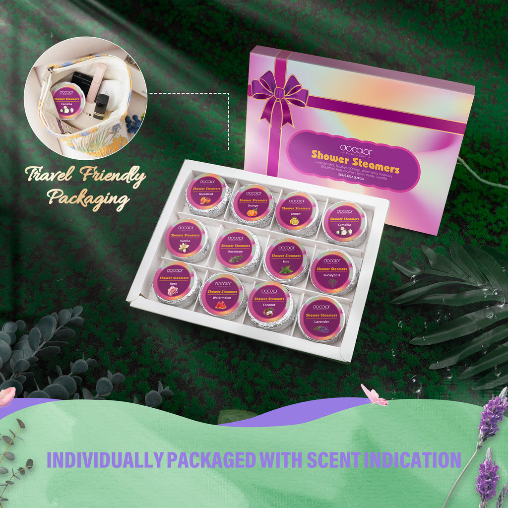 Docolor 8 Pcs Showder Steamers Lavender Essential Oil, Home Spa & Stress Relief Gifts