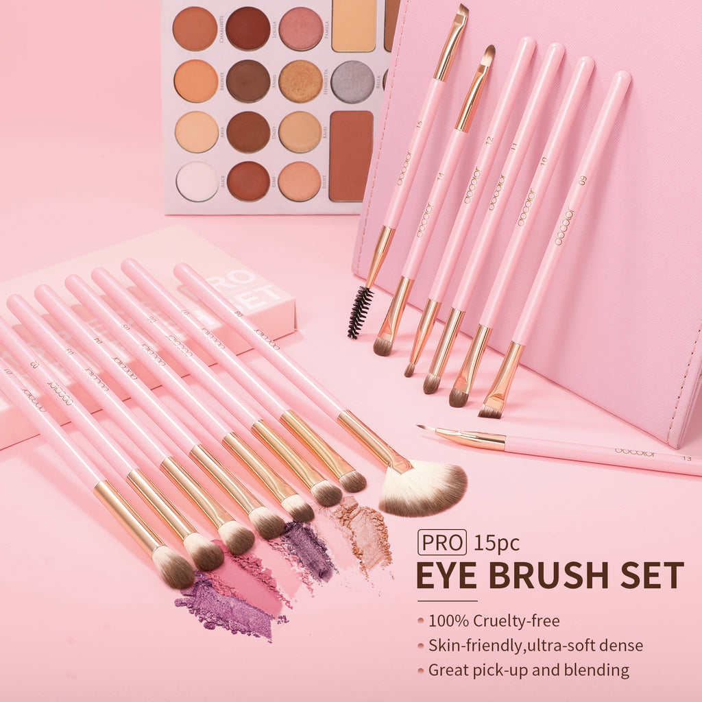 Docolor Soft Pink 15pc Eyeshadow Brush Set - 6pcs in Bundle