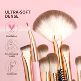 Soft Pink - 15 Pieces Eye Brush Set