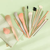 17-Piece Morandi Makeup Brush Set with Sponge, Makeup Bag & Brush Cleaning Box