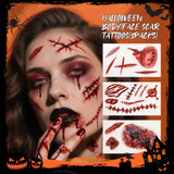 Halloween Makeup Kit with 5 Brush Set, Themed Eyeshadow Palette, Makeup Sponge& 3 Pcs Scar Tattoos