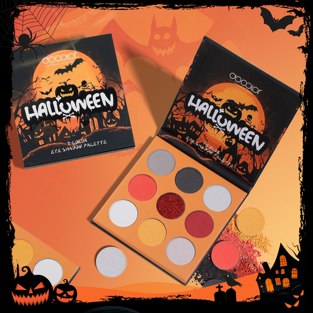 Halloween Makeup Kit with 5 Brush Set, Themed Eyeshadow Palette, Makeup Sponge& 3 Pcs Scar Tattoos