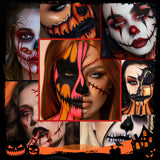 Halloween Makeup Kit with 5 Brush Set, Themed Eyeshadow Palette, Makeup Sponge& 3 Pcs Scar Tattoos