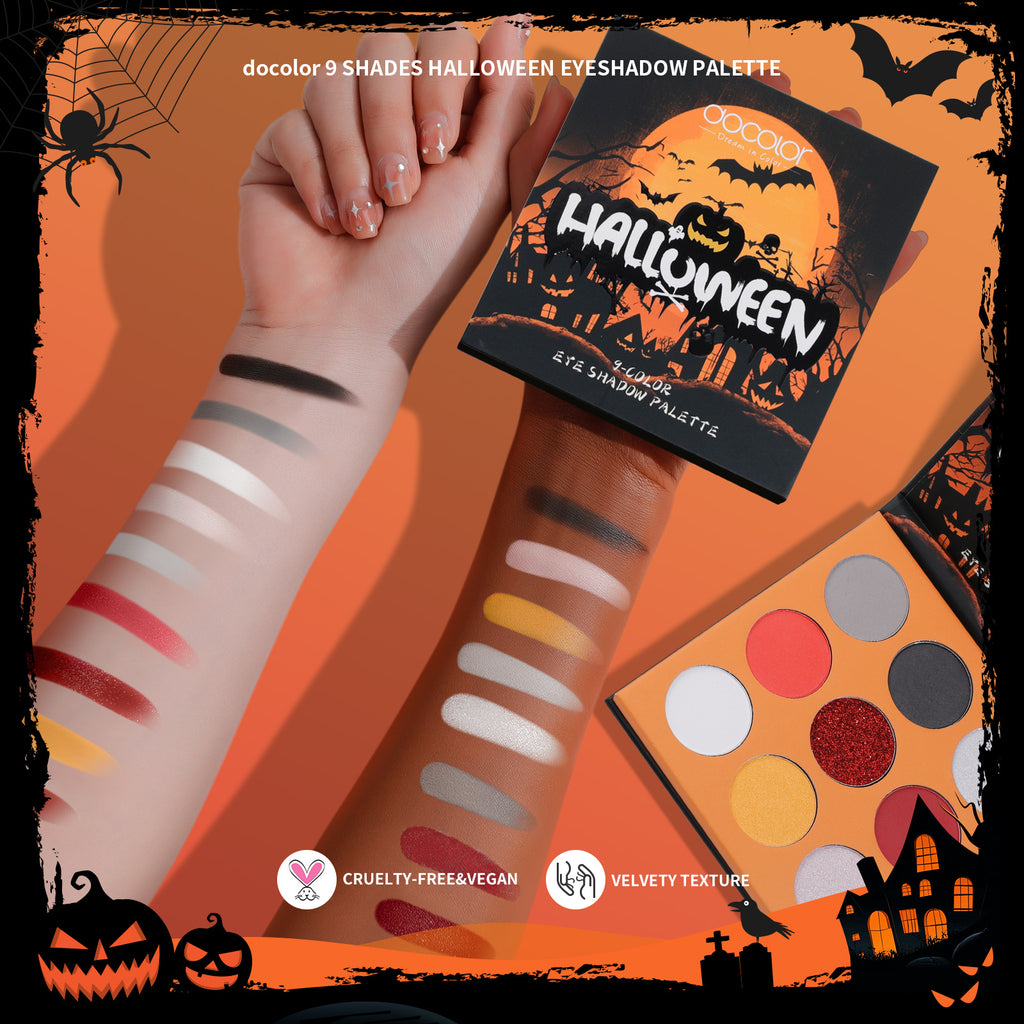 Halloween Makeup Kit with 5 Brush Set, Themed Eyeshadow Palette, Makeup Sponge& 3 Pcs Scar Tattoos
