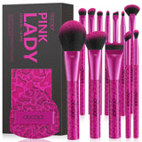 Pink Leopard 12-piece Makeup Brush Set with 1 Powder Puff