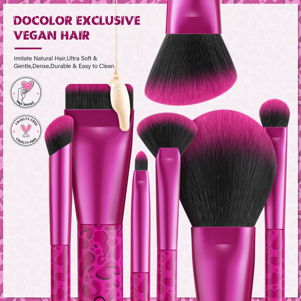 Pink Leopard 12-piece Makeup Brush Set with 1 Powder Puff