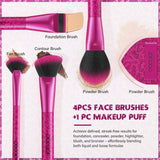 Pink Leopard 12-piece Makeup Brush Set with 1 Powder Puff