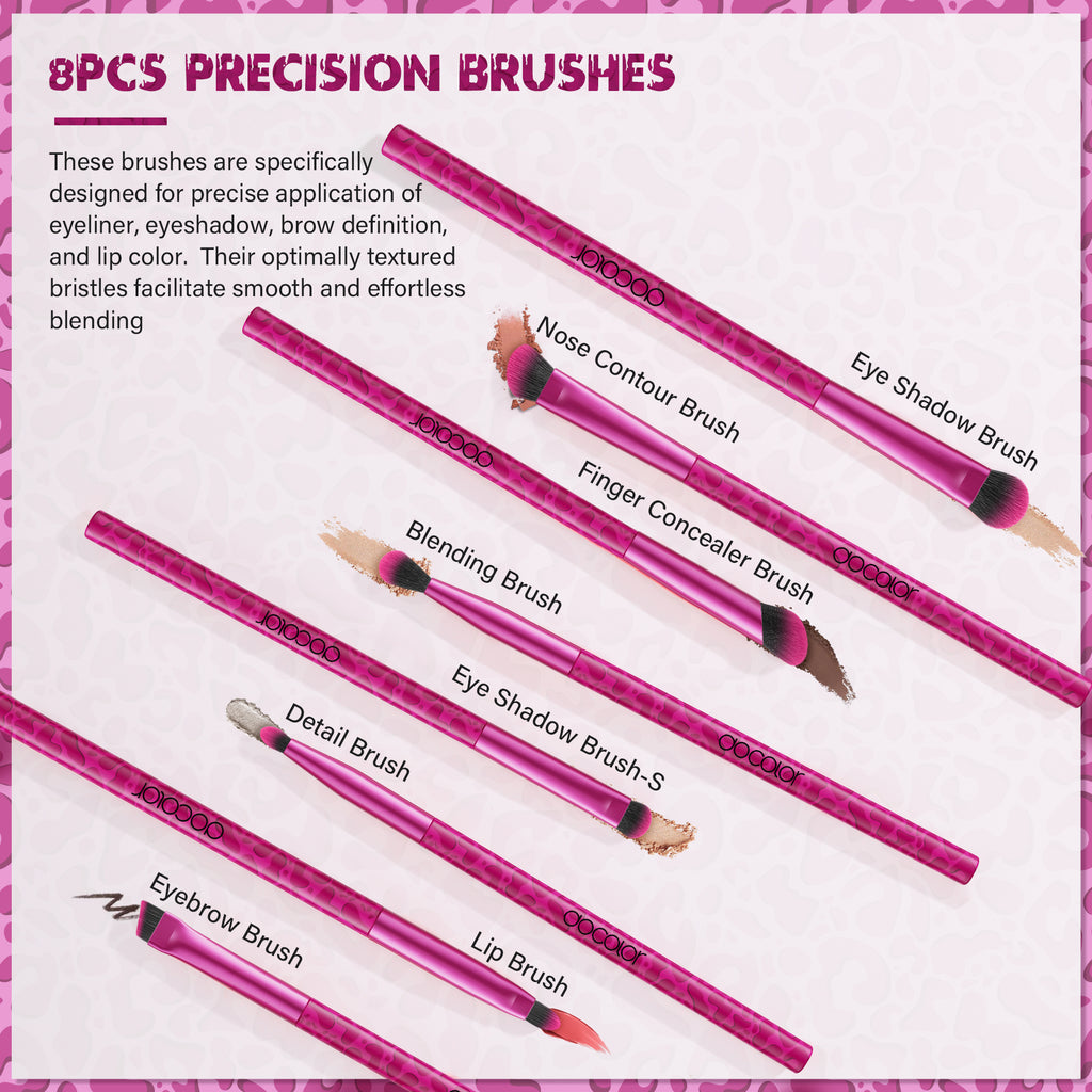 Pink Leopard 12-piece Makeup Brush Set with 1 Powder Puff