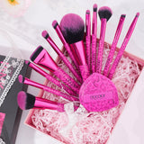 Pink Leopard 12-piece Makeup Brush Set with 1 Powder Puff