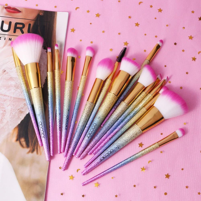 Docolor makeup brushes Fantasy 16 piece Makeup Brush Set best makeup brushes cruelty-free synthetic hair makeup brushes professional makeup brushes Docolor brushes gardient brush handle Instagram makeup brush natural makeup looks euphoria makeup beautiful