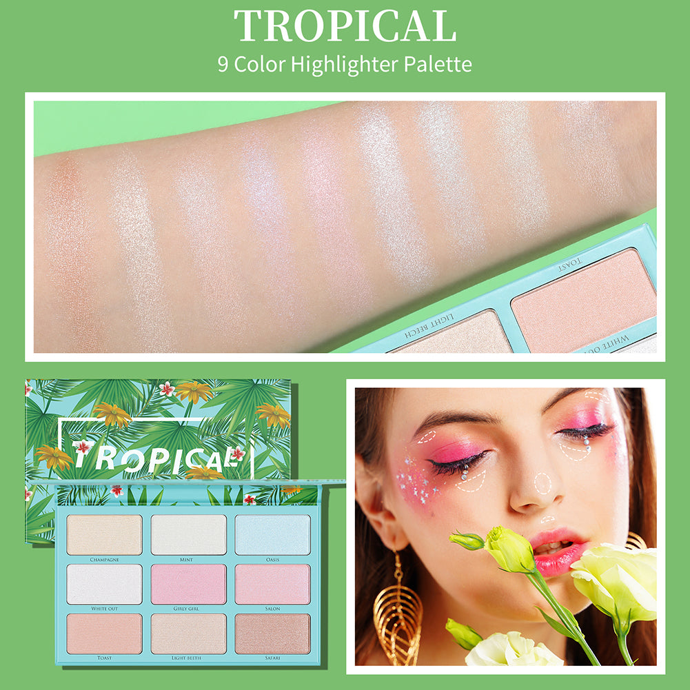 (Only ship to EU)Tropical 9 Color Highlighter Palette