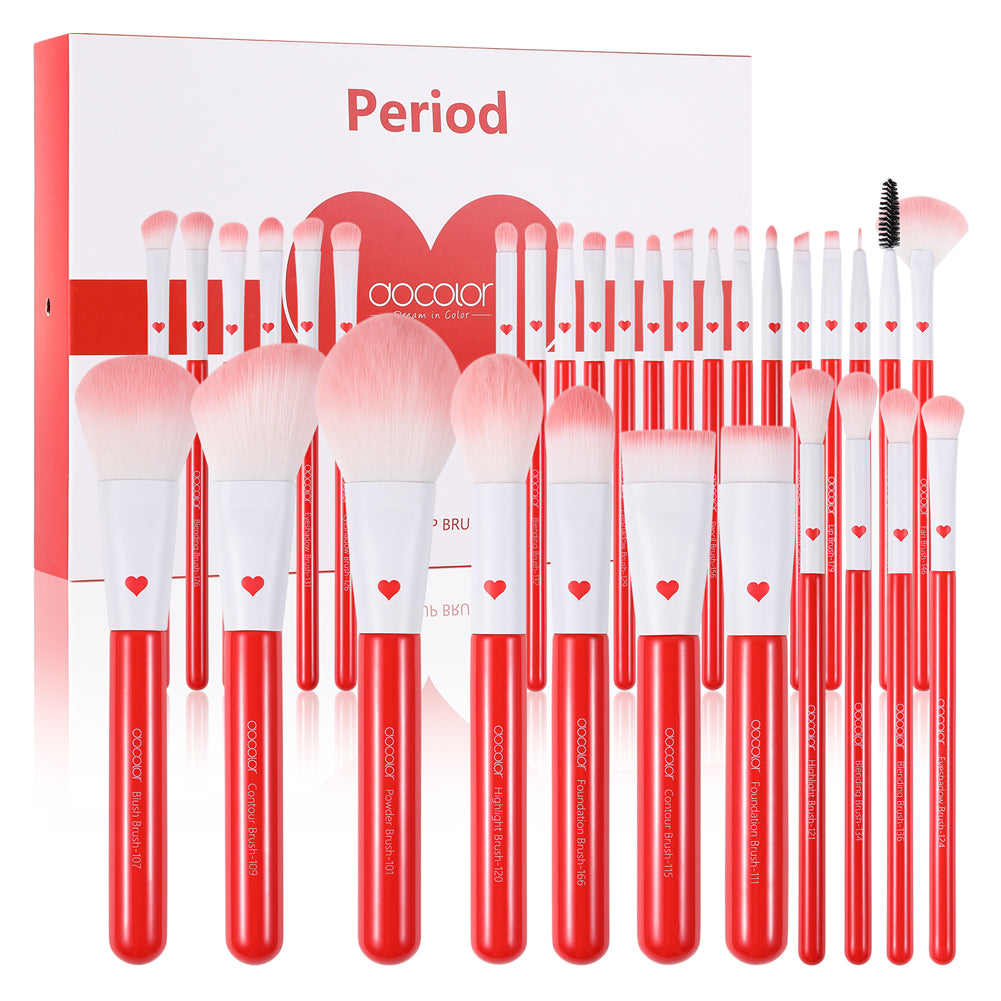 Docolor Cosmetics - Makeup brushes - Period Red 32pcs Professional Makeup Brushes Set - best makeup brushes professional makeup brushes synthetic hair makeup brush gift for makeup lovers