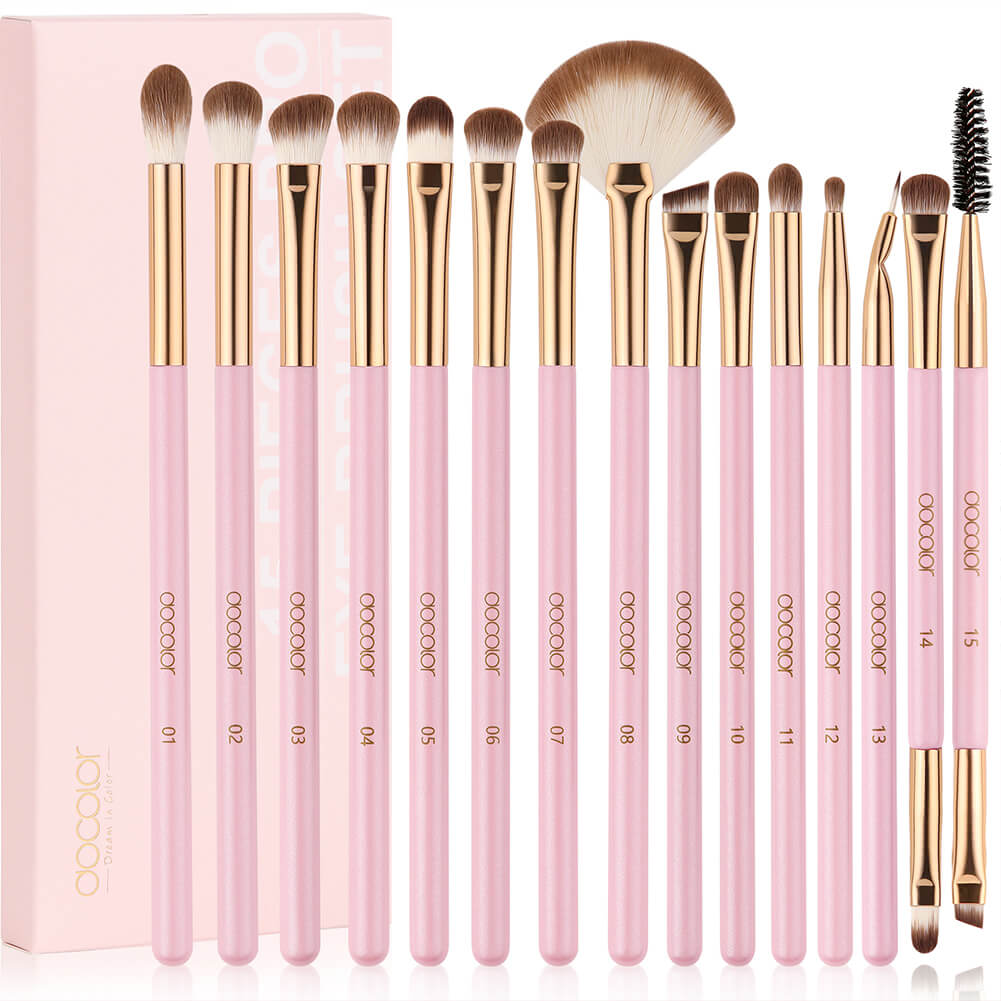 Docolor makeup brushes Soft Pink - 15 Pieces Eye Brush Set eye makeup best makeup brushes synthetic hair makeup brushes professional makeup brushes Instagram makeup brush popular makeup brand