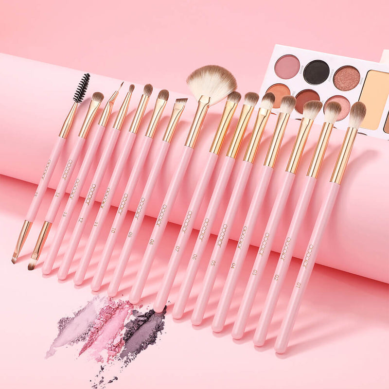 Docolor makeup brushes Soft Pink - 15 Pieces Eye Brush Set eye makeup best makeup brushes synthetic hair makeup brushes professional makeup brushes Instagram makeup brush popular makeup brand