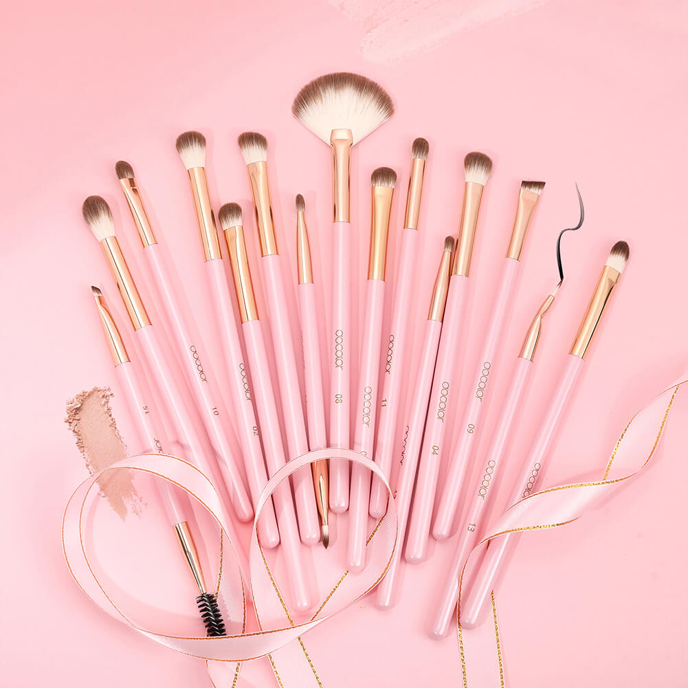 Docolor makeup brushes Soft Pink - 15 Pieces Eye Brush Set eye makeup best makeup brushes synthetic hair makeup brushes professional makeup brushes Instagram makeup brush popular makeup brand