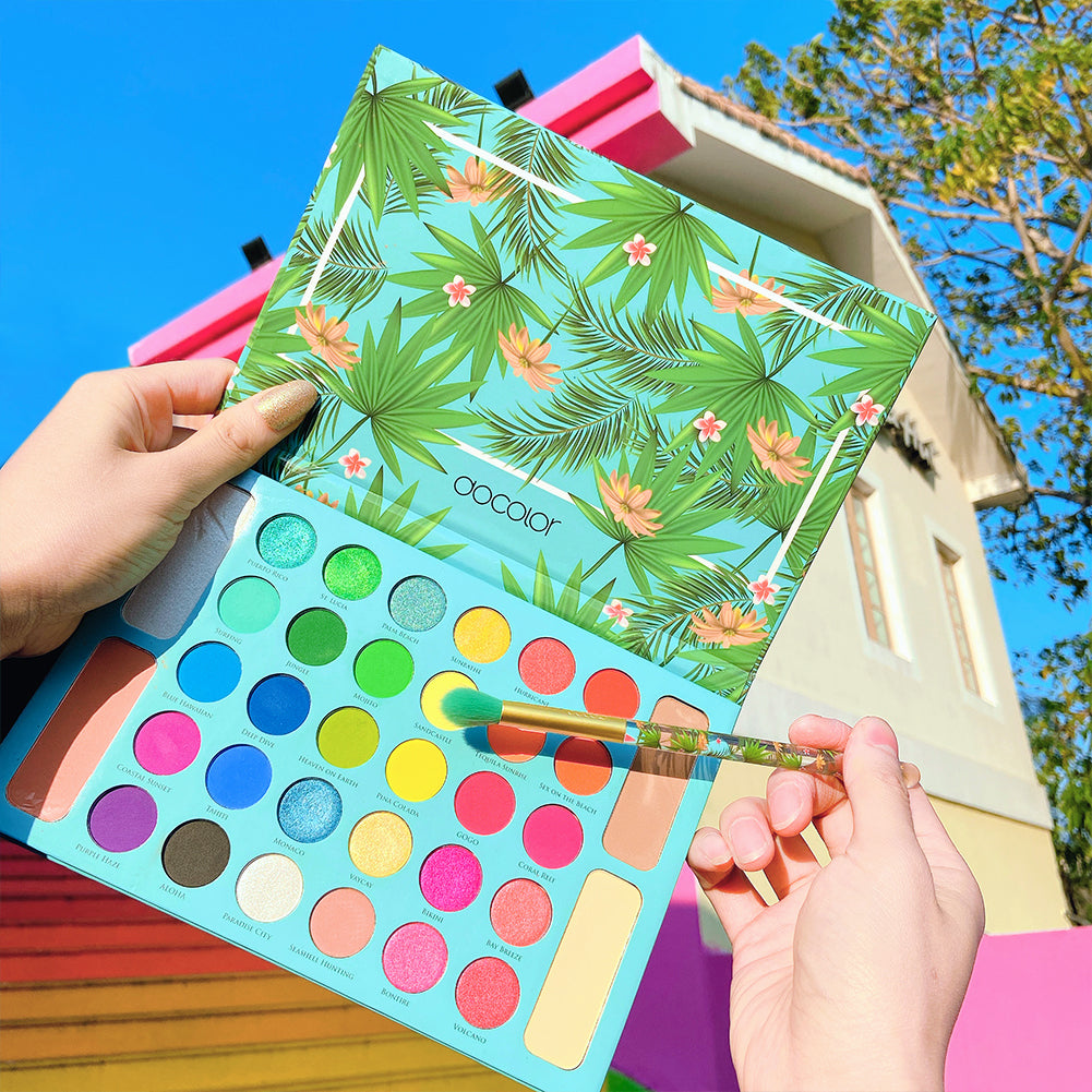 Docolor Eyeshadow palette Tropical 34 Color Eye Shadow Palette colorful eyeshadow glitter eyeshadow best eyeshadow palette Instagram eyeshadow euphoria makeup