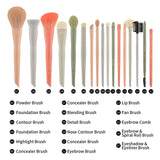 This Docolor Morandi Makeup Brush set includes 17pc brushes, foundation brush, kabuki brush, powder brush, blending brushes, eyeshadow brushes, eyebrow brushes, makeup sponges, makeup bag.