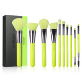 Neon Green - 10 Pieces Syenthetic Brush Set