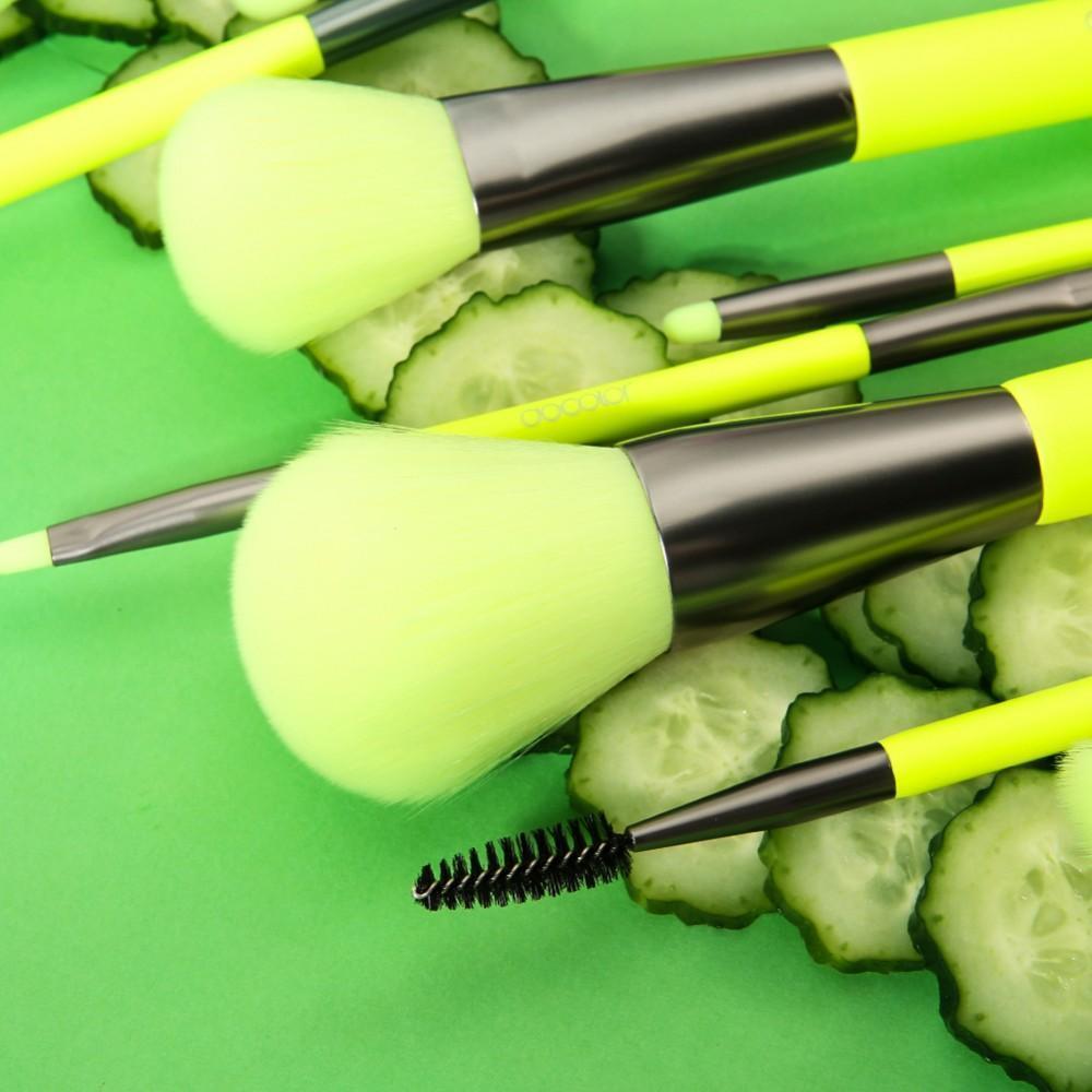 (ONLY ship to USA )Neon Green - 10 Pieces Syenthetic Brush Set DOCOLOR OFFICIAL