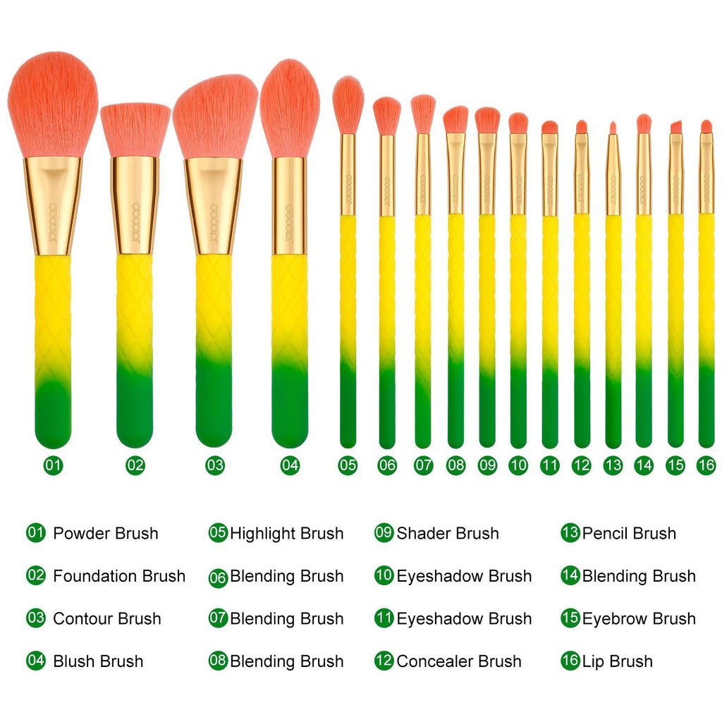Pineapple - 16 piece Makeup Brush Set DOCOLOR OFFICIAL