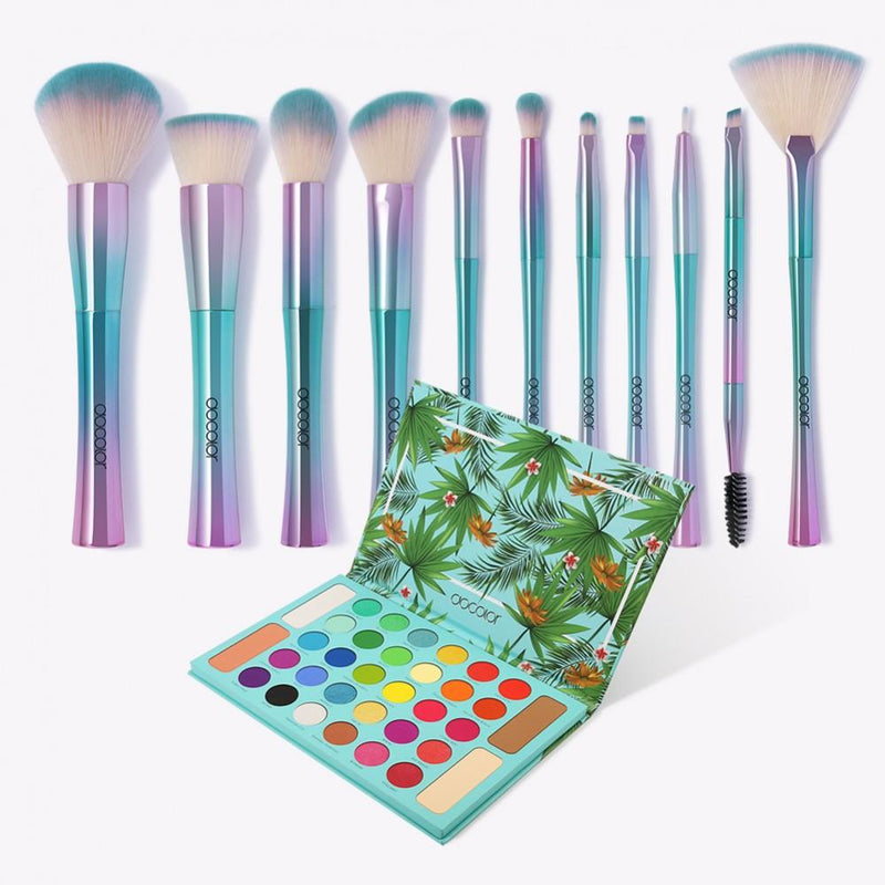 11 Pieces Fantasy Brush Set and Tropical Palette-DOCOLOR OFFICIAL