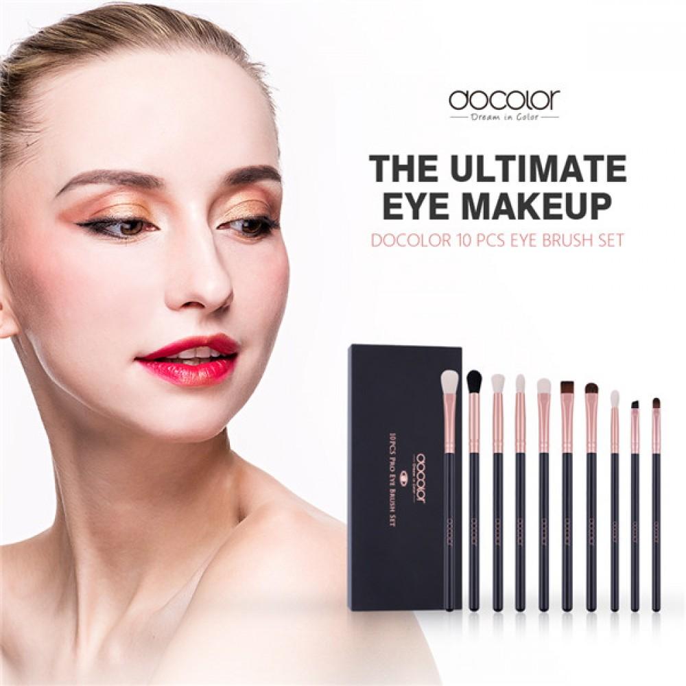 Rose Gold 10 piece Eye Makeup Brush Set DOCOLOR OFFICIAL