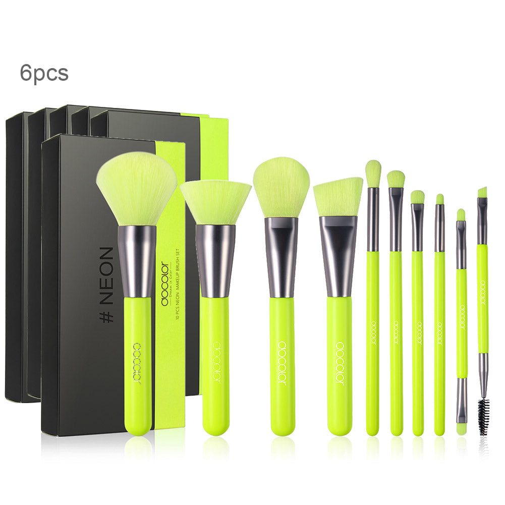 wholesale-makeup-brush-docolor-neon-green-makeup-brush-set
