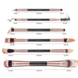 Rose Gold - 6 Pieces Double-Ended Eye Brush Set
