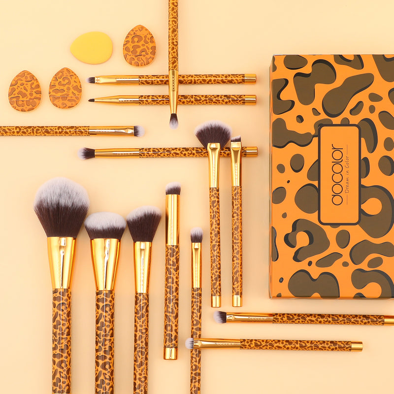 Leopard -14 pcs Makeup Brush Set