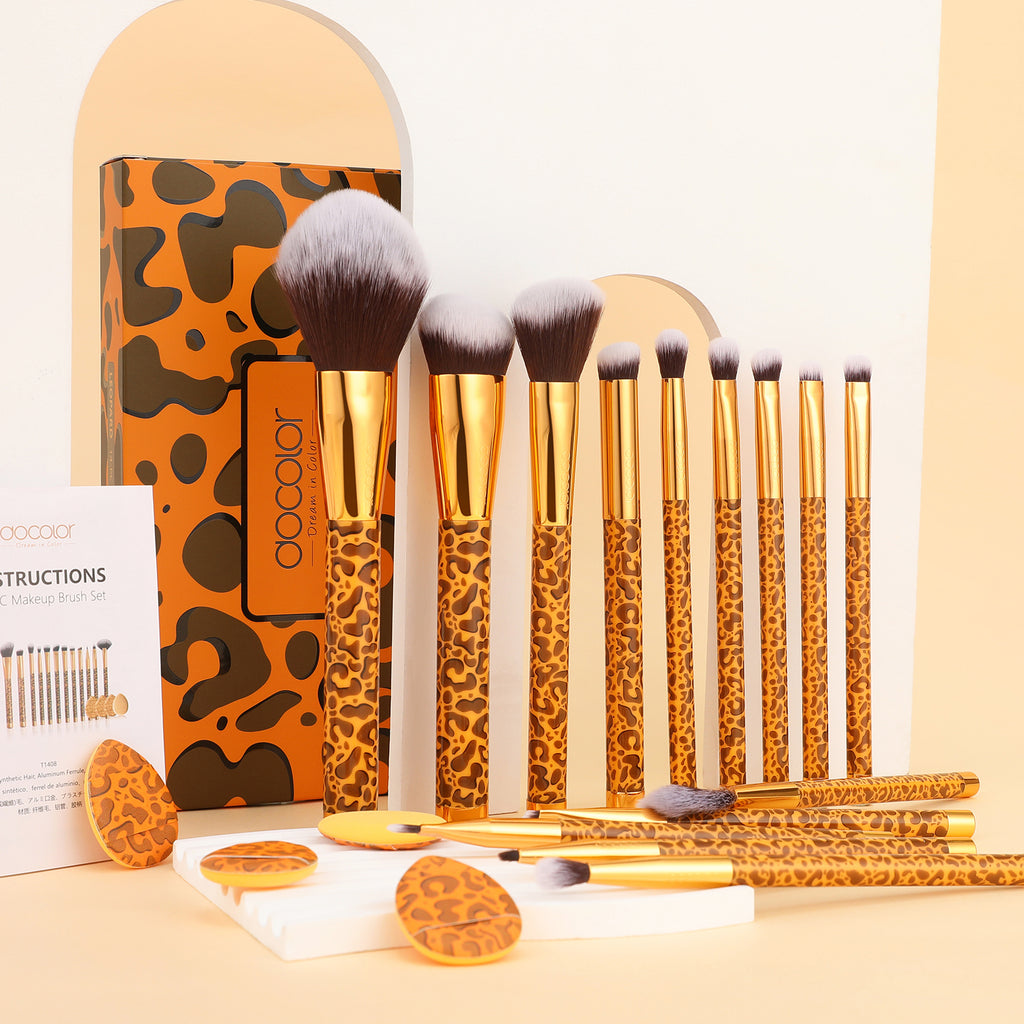 Leopard 14 pcs Makeup Brush Set DOCOLOR OFFICIAL