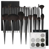 Obsidian- 30 piece Makeup Brush Set with Black Gemstone Eye Shadow Palette