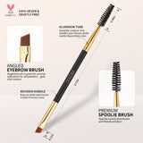 Docolor Dual Ended Eyebrow Brush - Angled Brush with Premium Spoolie