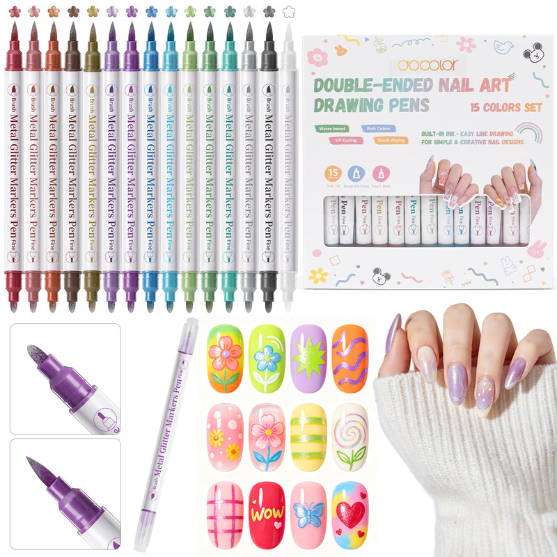 15 Colors Double-Ended Nail Art Pens