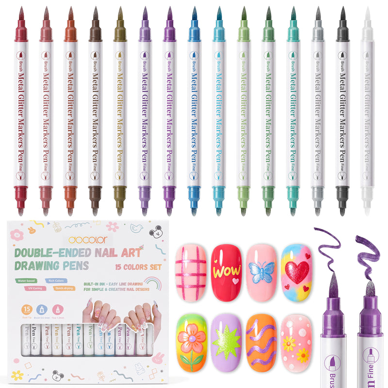 15 Colors Double-Ended Nail Art Pens
