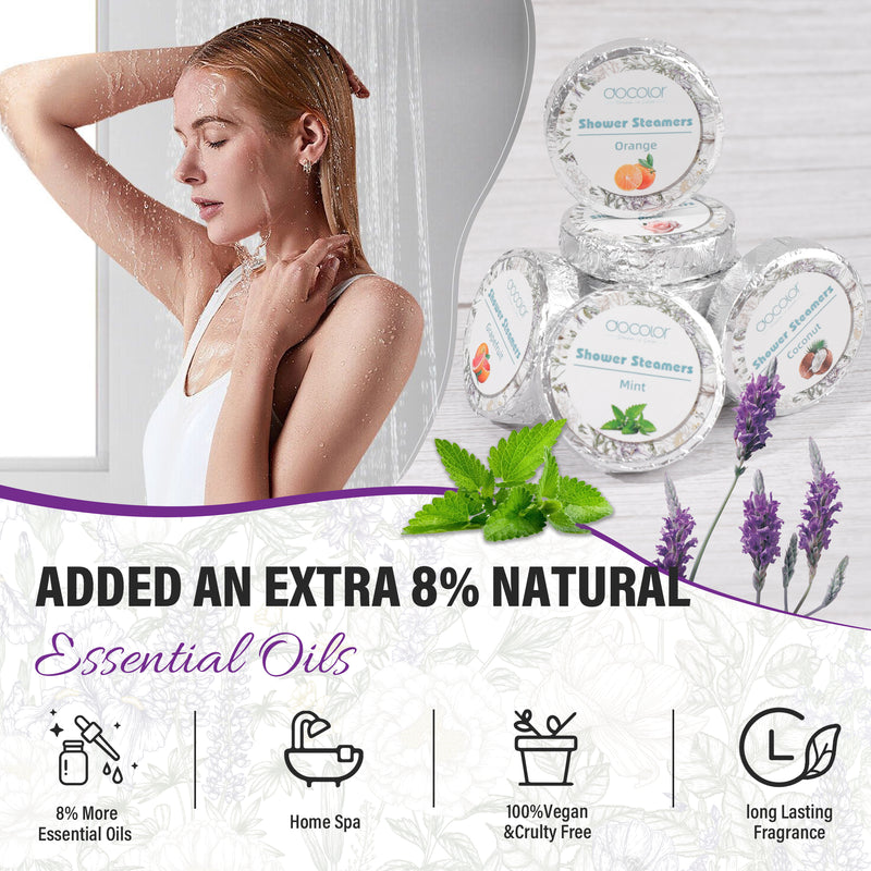 Docolor 8 Pcs Showder Steamers Lavender Essential Oil, Home Spa & Stress Relief Gifts