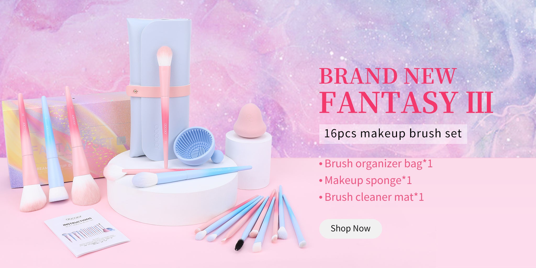 Stepping into a fairyland of fantasy, the Fantasy III 16pcs makeup brush set will take you on a unique makeup journey. Unique makeup brush set, magical magic wands, create your own beautiful fairy tales!