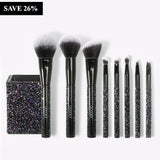 (Only ship to EU&US&UK) 8 Pieces Sparkle Brush Set With Holder (Black)