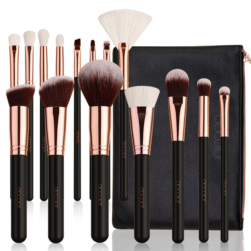  Docolor 15Piece Eye Makeup Brushes + Makeup Brushes Cleaner  Set,Soft Synthetic Hairs Professional Eye Shadow Blending Brush Set with  Solid Soap Cleanser & Color Removal Sponge & Silicone Brush Cleaner 