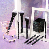 Docolor makeup brushes 8 Pieces Sparkle Brush Set With Holder (Black) best makeup brushes synthetic hair makeup brushes professional makeup brushes Docolor brushes Instagram makeup brush natural makeup looks makeup brushes recommended by makeup artists sparkling glitter brushes