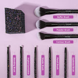 Docolor makeup brushes 8 Pieces Sparkle Brush Set With Holder (Black) best makeup brushes synthetic hair makeup brushes professional makeup brushes Docolor brushes Instagram makeup brush natural makeup looks makeup brushes recommended by makeup artists sparkling glitter brushes