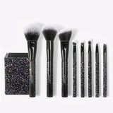 Docolor makeup brushes 8 Pieces Sparkle Brush Set With Holder (Black) best makeup brushes synthetic hair makeup brushes professional makeup brushes Docolor brushes Instagram makeup brush natural makeup looks makeup brushes recommended by makeup artists sparkling glitter brushes