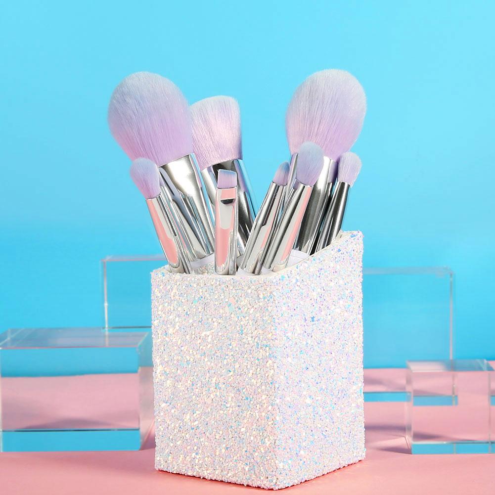 Docolor makeup brushes 8 Pieces Sparkle Brush Set With Holder (White) best makeup brushes synthetic hair makeup brushes professional makeup brushes Docolor brushes Instagram makeup brush natural makeup looks makeup brushes recommended by makeup artists